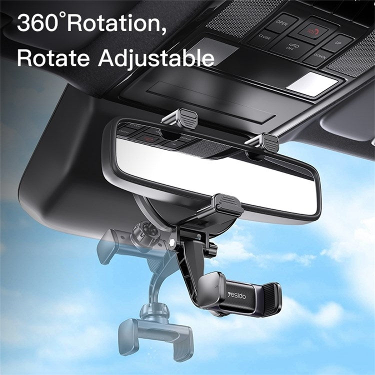 YESIDO Universal Rear View Mirror Phone Holder Mount 360 Degree Rotatable Cell Phone Clip for Car