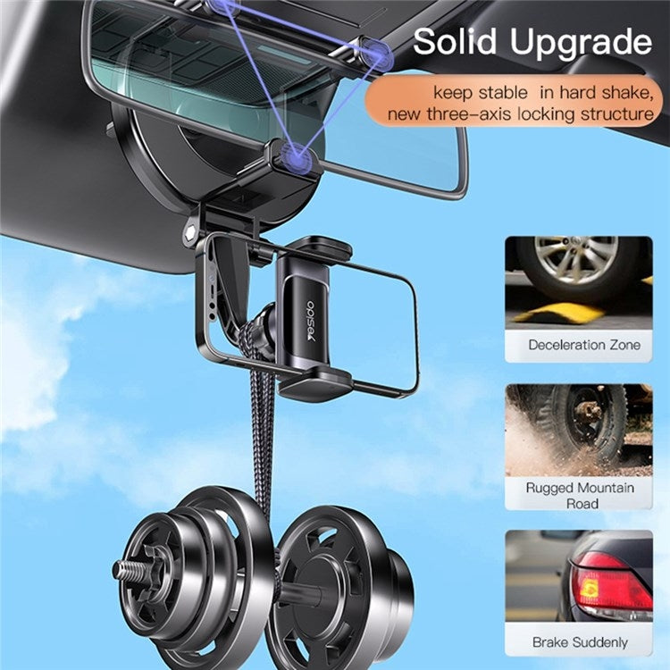 YESIDO Universal Rear View Mirror Phone Holder Mount 360 Degree Rotatable Cell Phone Clip for Car