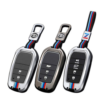 Car Metal Key Cover With Car Key Ring And Soft Silicone For Toyota CHR, Prius, Corolla Cross, Prado