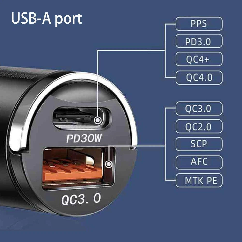 100W mini USB Pugan Car Fast Charger Adapter With Cable