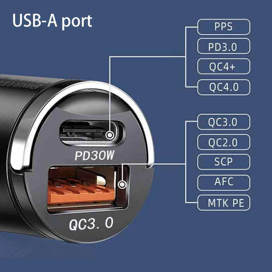 100W mini USB Pugan Car Fast Charger Adapter With Cable