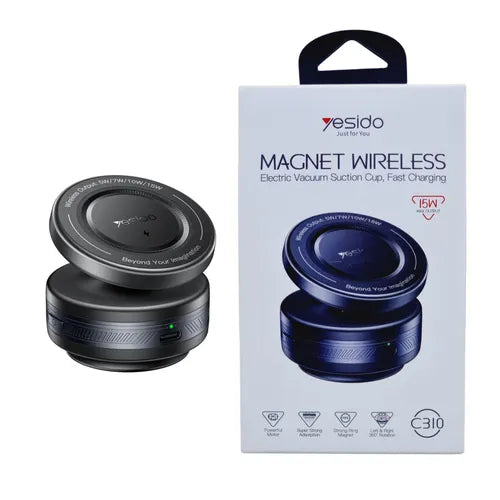 YESIDO C310 VacuumCup Magsafe Holder with Ball Head- 15W Wreless Charger